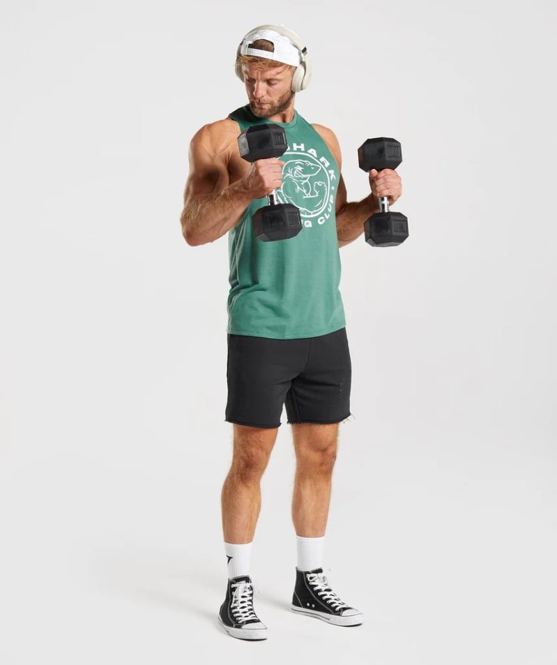 Men's Gymshark Legacy Drop Arm Tanks Green | NZ 5LSOWQ